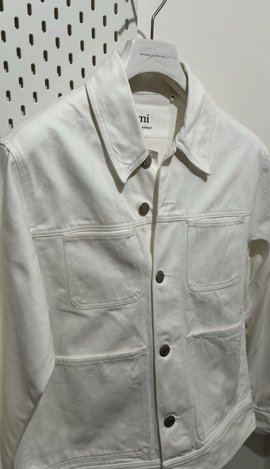 AMI Ami Paris Workwear Denim Jacket White Size Medium Size US M / EU 48-50 / 2 - 2 Thumbnail