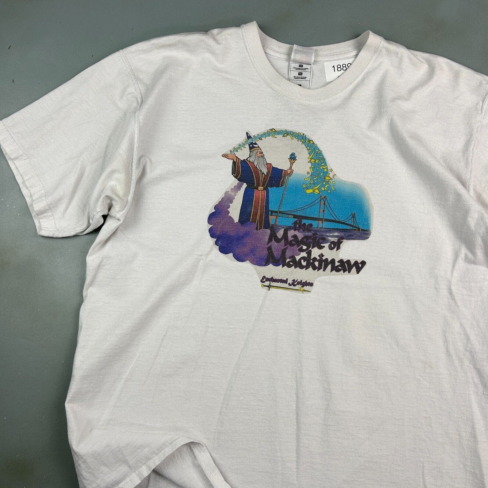 Fruit Of The Loom VINTAGE | Enchanted Knights Magic Of Mackinaw T-Shirt sz XL Size US XL / EU 56 / 4 - 2 Thumbnail