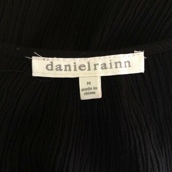 Other Daniel Rainn Long-Sleeve Crinkle Top Black Crochet Keyhole N Size M / US 6-8 / IT 42-44 - 3 Thumbnail