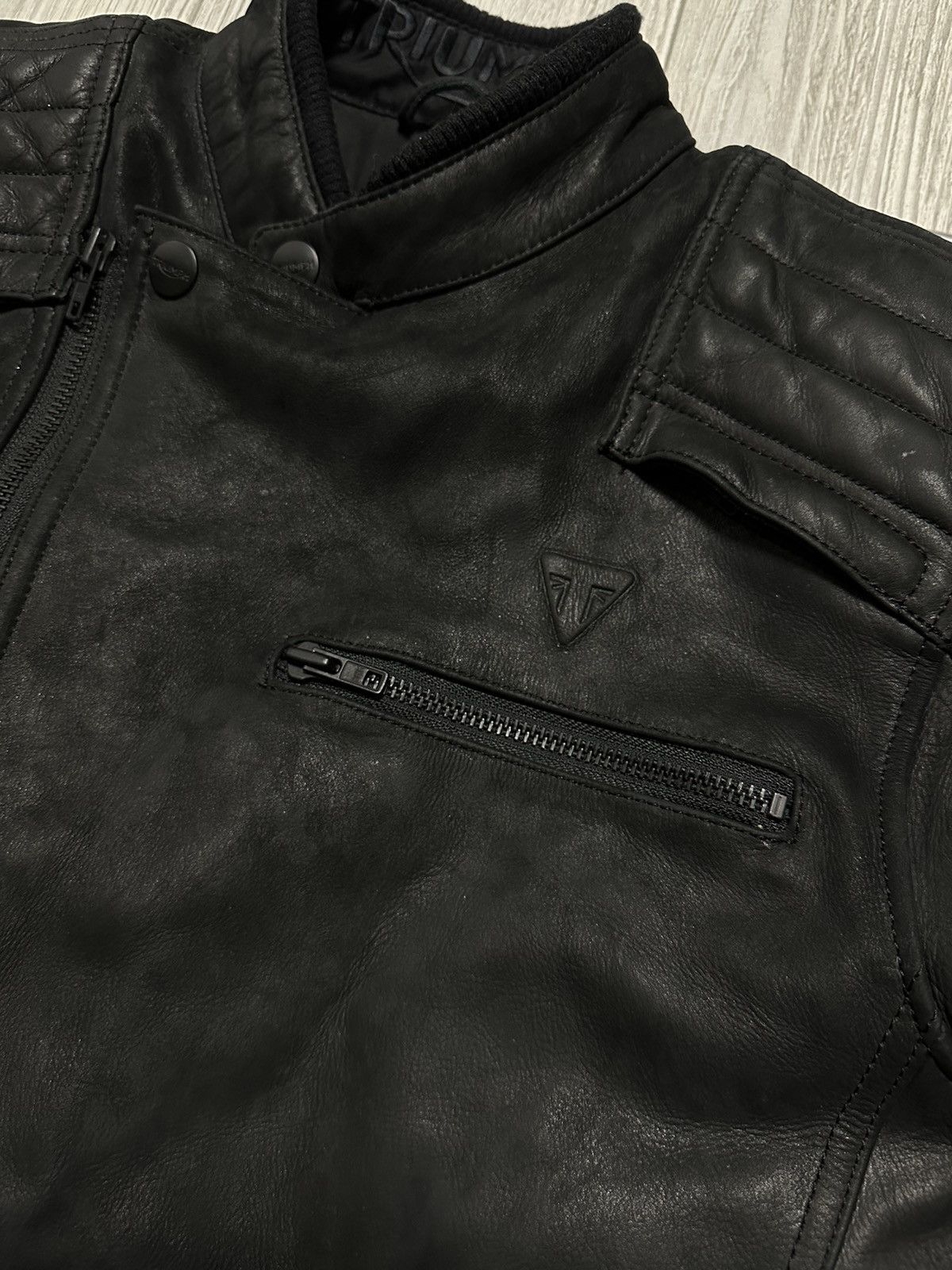 Leather Triumph Motorcycle Black Jacket Mens Leather Size US XL / EU 56 / 4 - 4 Thumbnail