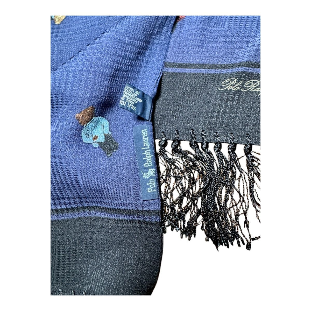 RARE Vintage Polo Ralph Lauren Bear Martini 100% Silk Scarf