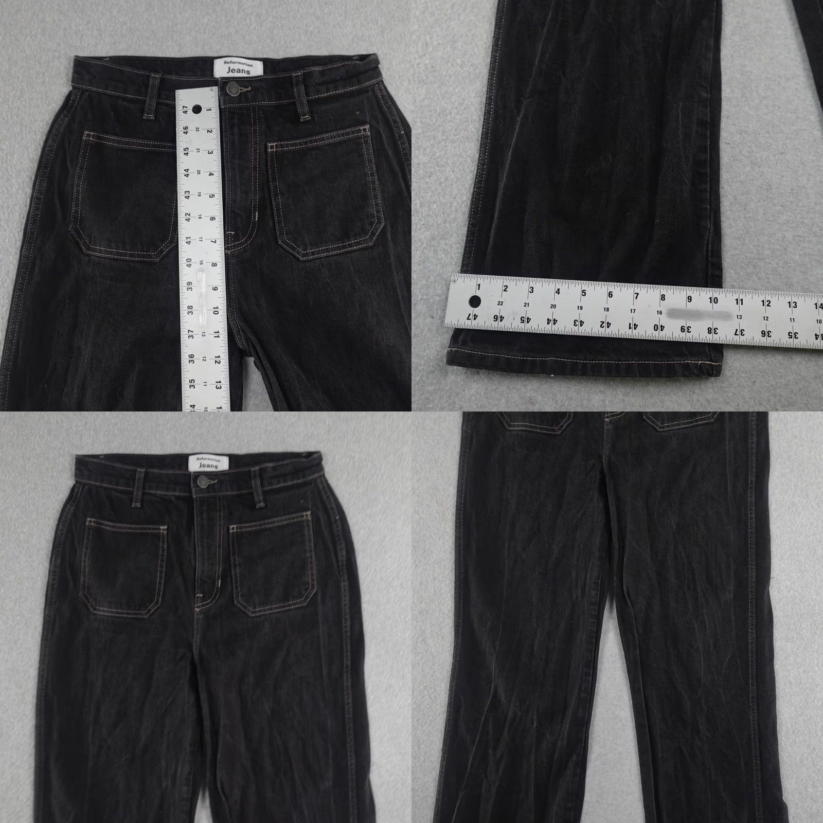 Reformation Reformation Jeans Women's 29X32 Alyssa High Rise Wide Leg Black Denim Jeans Size 29" - 8 Thumbnail