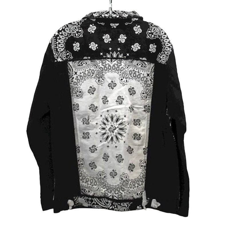 Designer Victorious Distressed Bandana Paisley Denim Jacket L Size US L / EU 52-54 / 3 - 3 Thumbnail