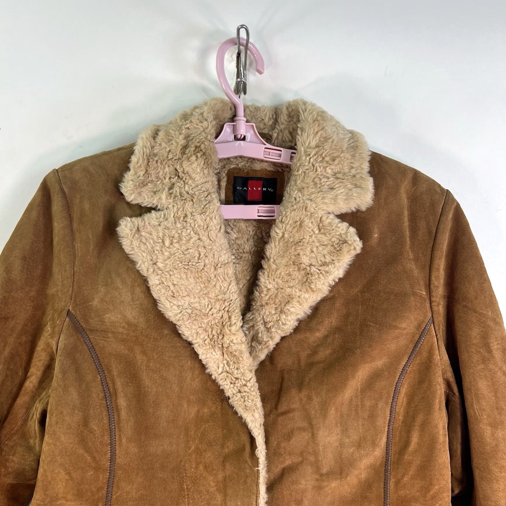 Vintage VTG Gallery Vintage Suede Leather Jacket Women’s Brown Size M Faux Fur Trim Size M / US 6-8 / IT 42-44 - 3 Thumbnail
