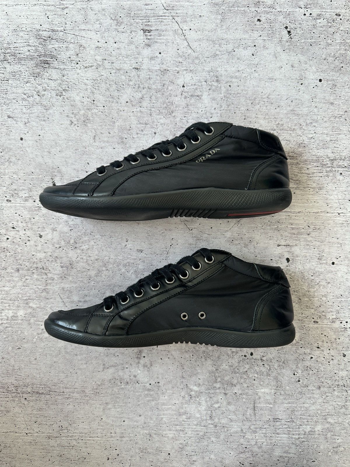 Prada Prada sport nylon and leather lace up low top sneakers Size US 8 / EU 41 - 6 Thumbnail