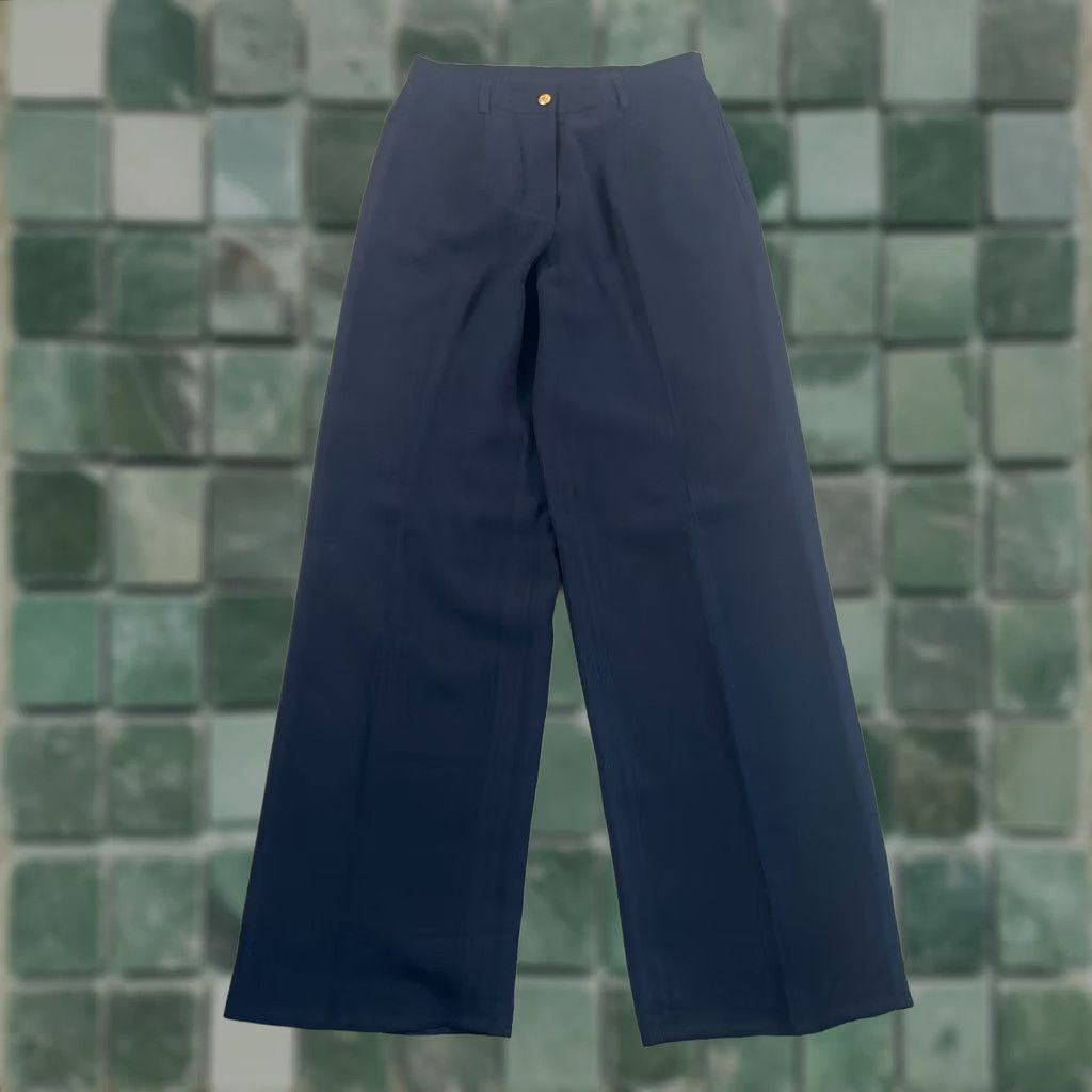 Ralph Lauren VINTAGE Lauren Ralph Lauren LRL Wide Leg Trouser Pants Women 6 Navy Gold Button Size 28" / US 6 / IT 42 - 1 Thumbnail
