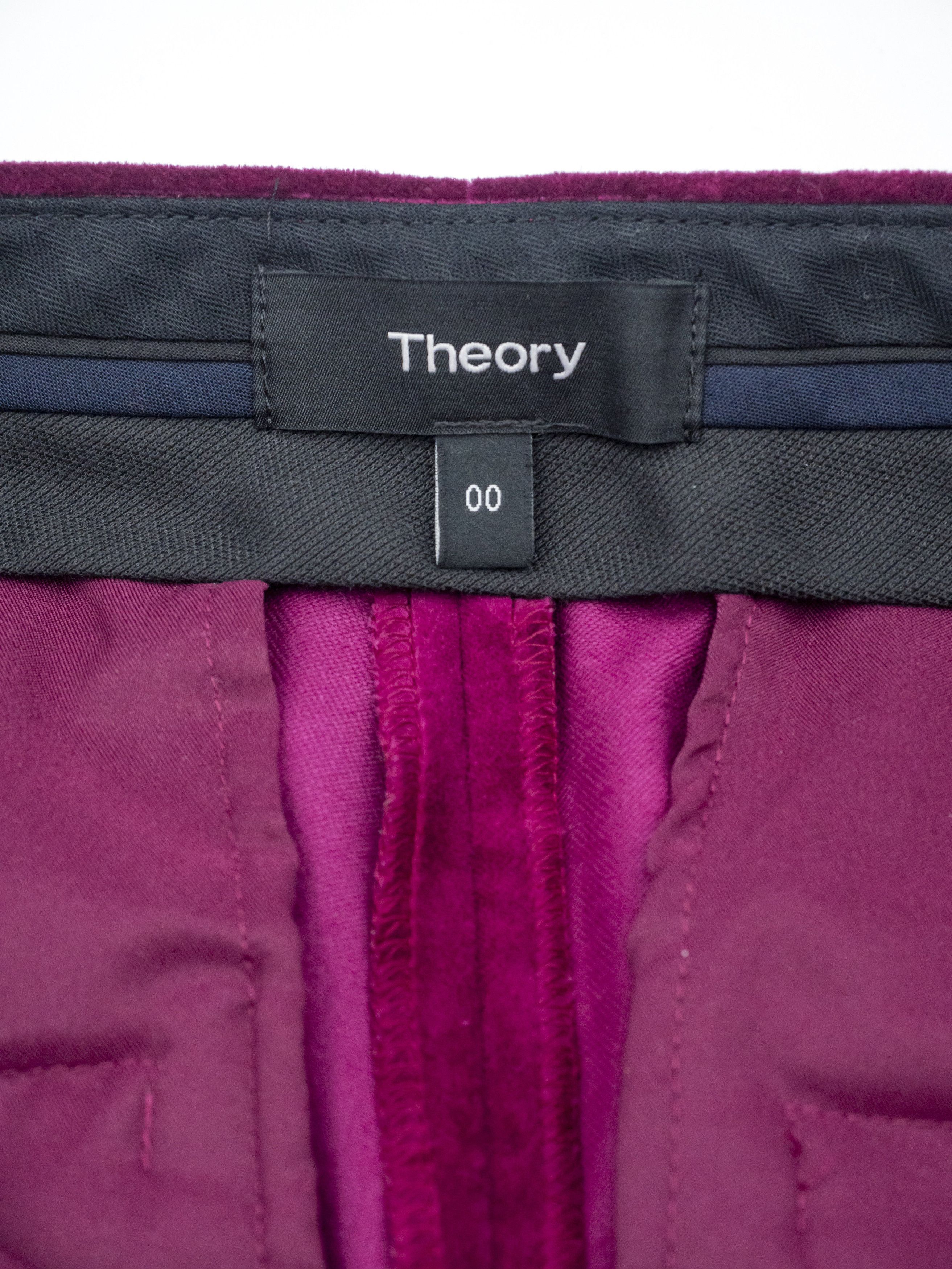 Theory Theory Fuchsia Velvet Slim Fit Pant Suit Size XXS / US 00 / IT 34 - 8 Thumbnail