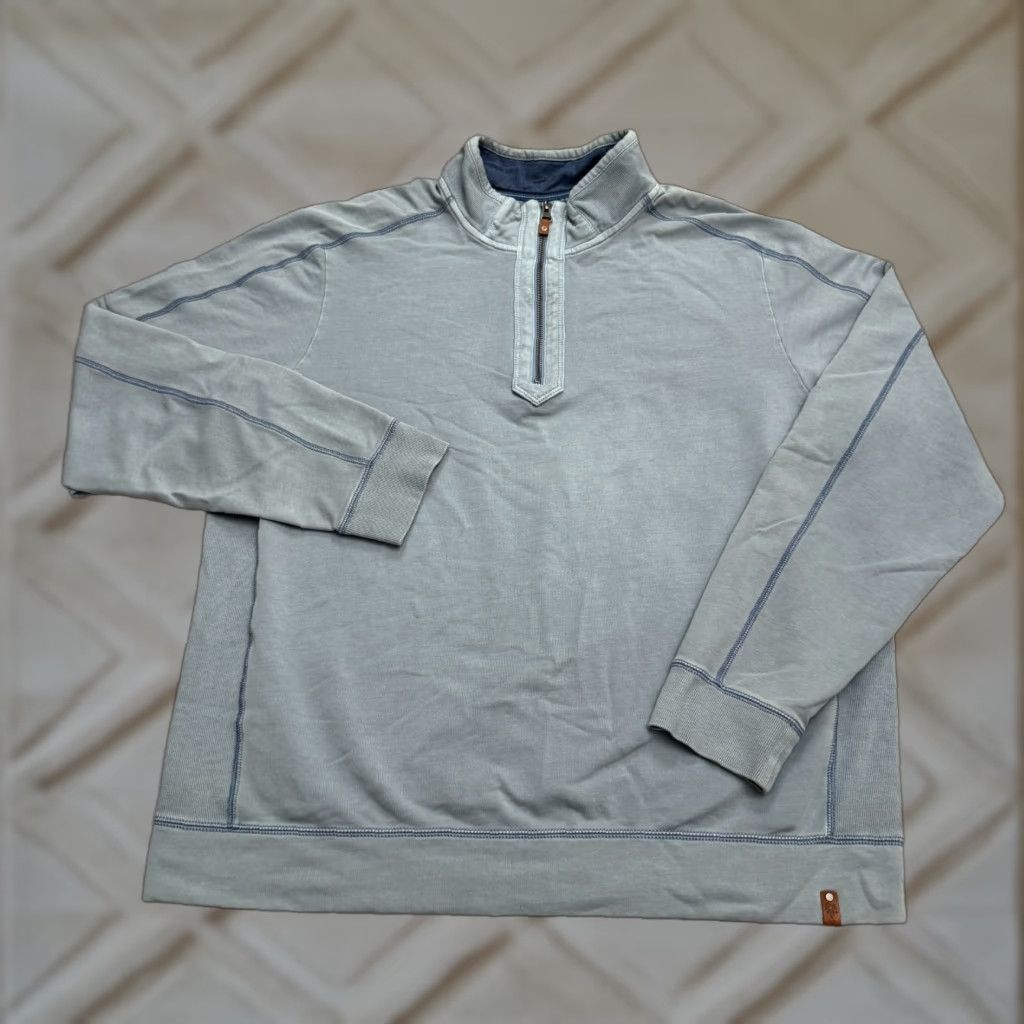 Tommy Bahama Tommy Bahama Sweatshirt Mens XL Blue Cotton 1/2 Zip Mock Neck Pullover Pullover Casual Outdoor Athleisure Shirt Size US XL / EU 56 / 4 - 1 Thumbnail