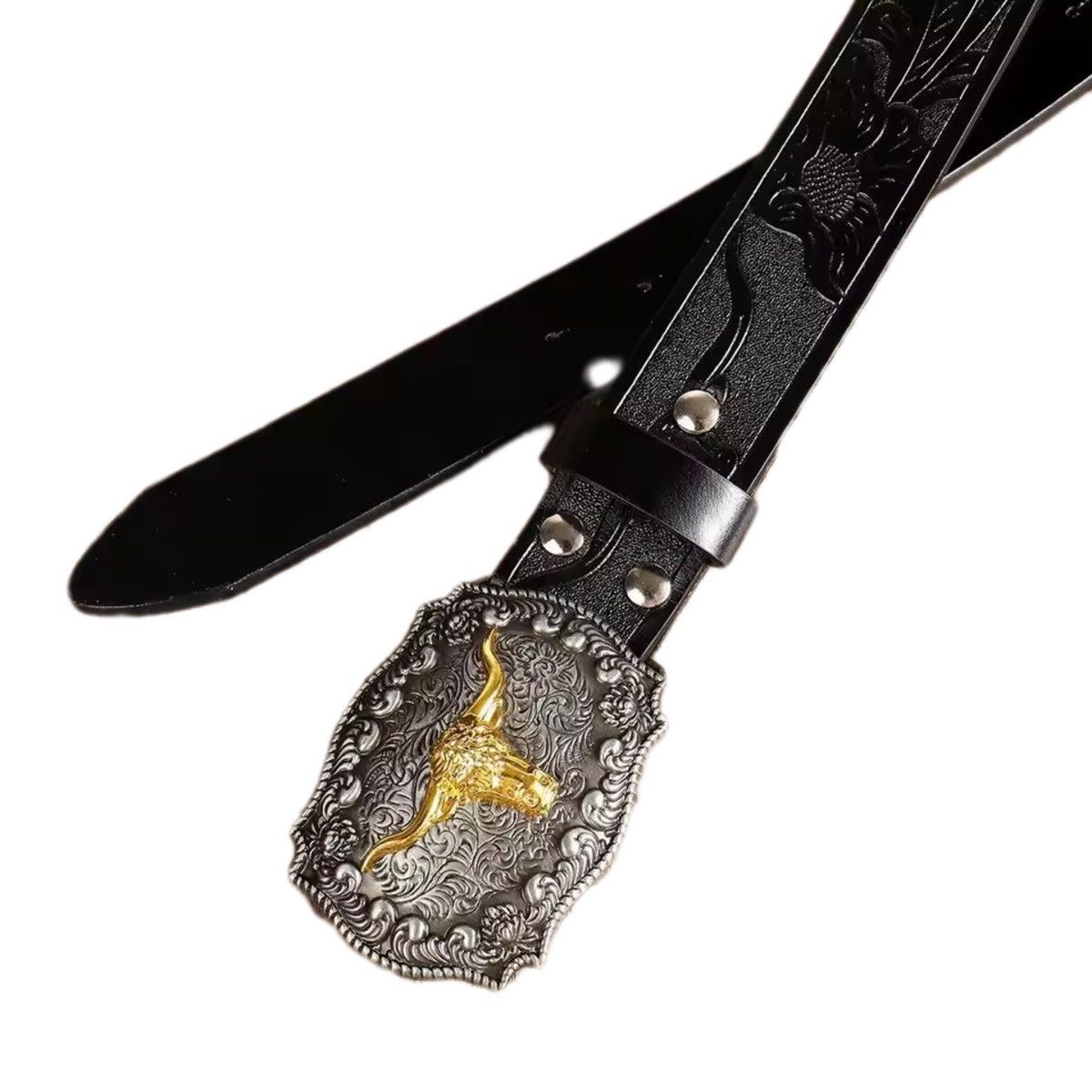 Leather Western Cowboy Belt Size ONE SIZE - 4 Thumbnail