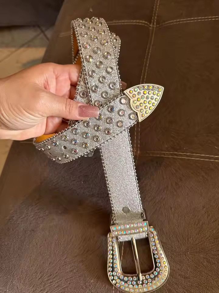 Other Y2K Rhinestone PU Leather Belt - 115 cm Size ONE SIZE - 3 Thumbnail