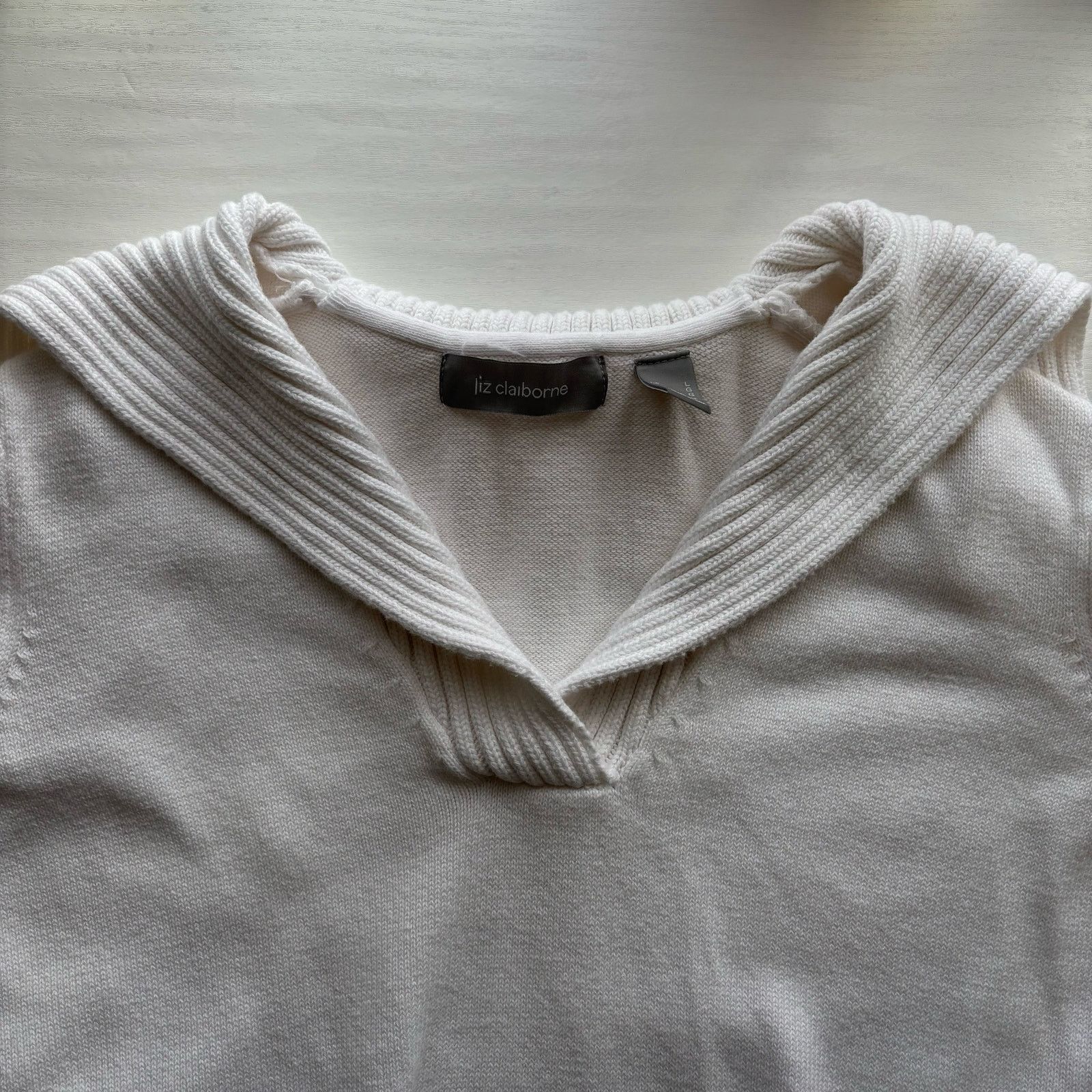 Other Liz Claiborne White Shawl-Collar Pullover Sweater Size Large Size L / US 10 / IT 46 - 7 Thumbnail