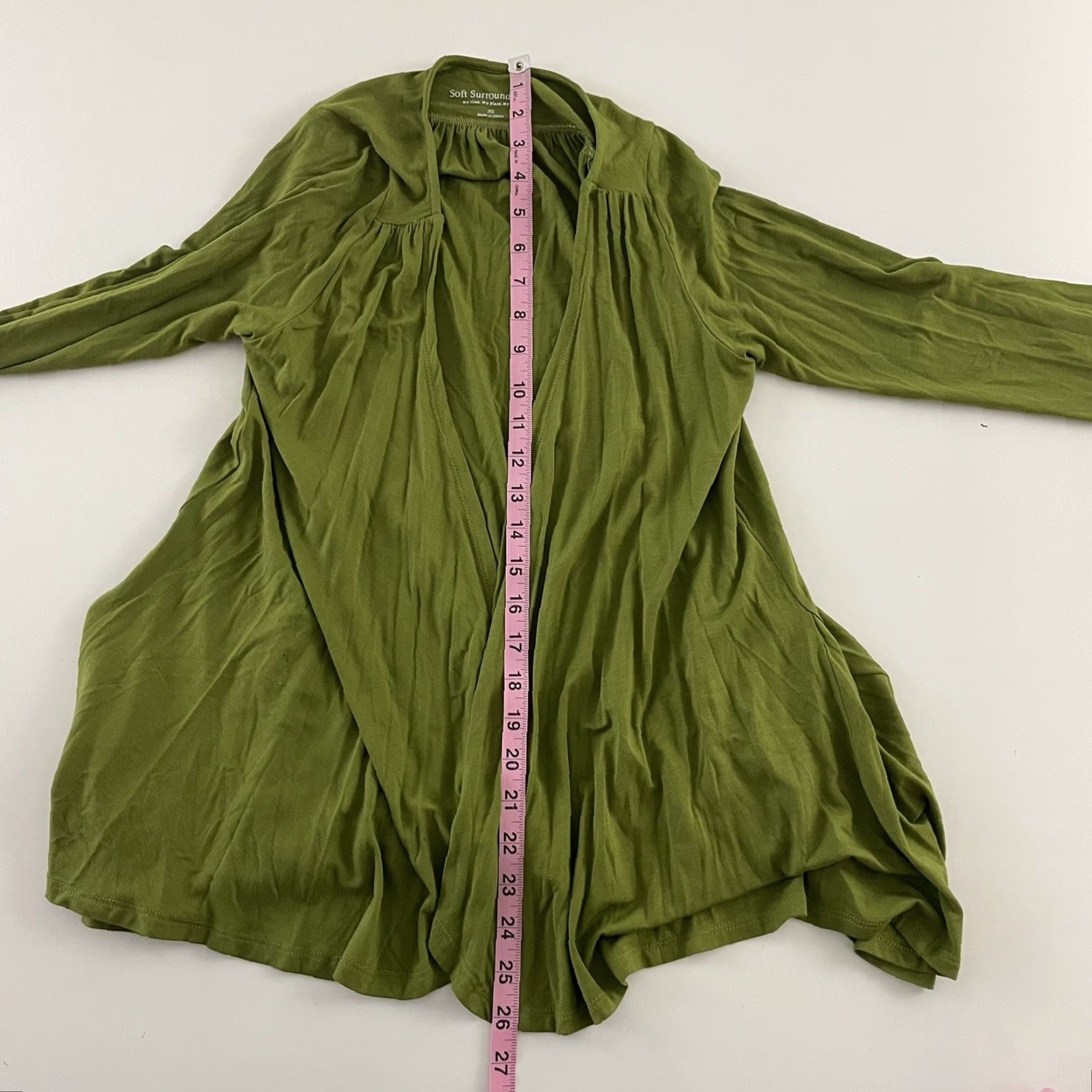 Soft Surroundings Soft Surroundings Open Front Flowy Cardigan Top Women's XS Green Blouse Open Womens Cardigan Top Green XS Regular Size L / US 10 / IT 46 - 4 Thumbnail