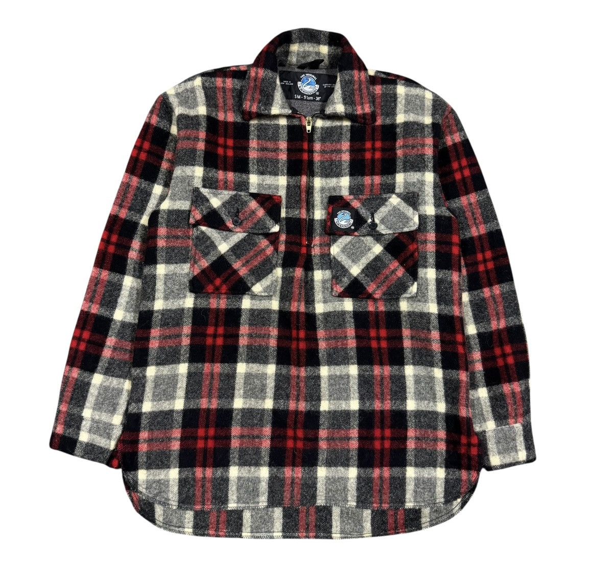 Swandri Tartan Half Zipper Wool Pullover Shirt