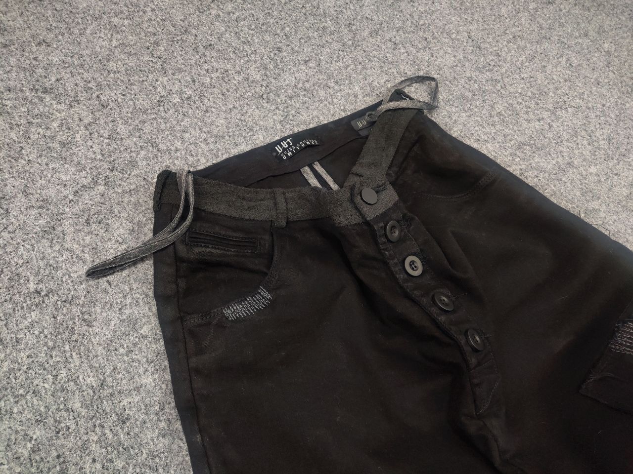 Japanese Brand Umit Unal Couture Black jeans decorative Drop Crotch Pants Size US 31 - 4 Thumbnail