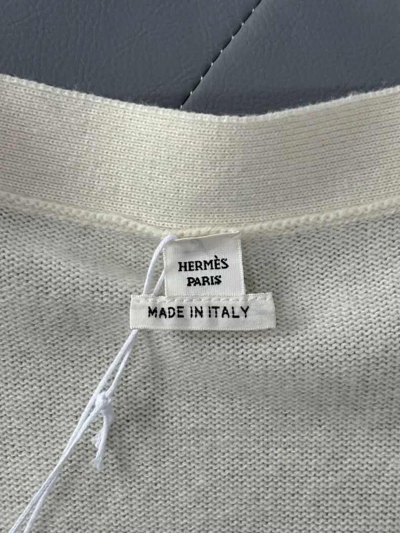 Hermes Hermes Pig Nose Long Knit Cardigan, White and Black Stripe Size XXS / US 00 / IT 34 - 2 Thumbnail