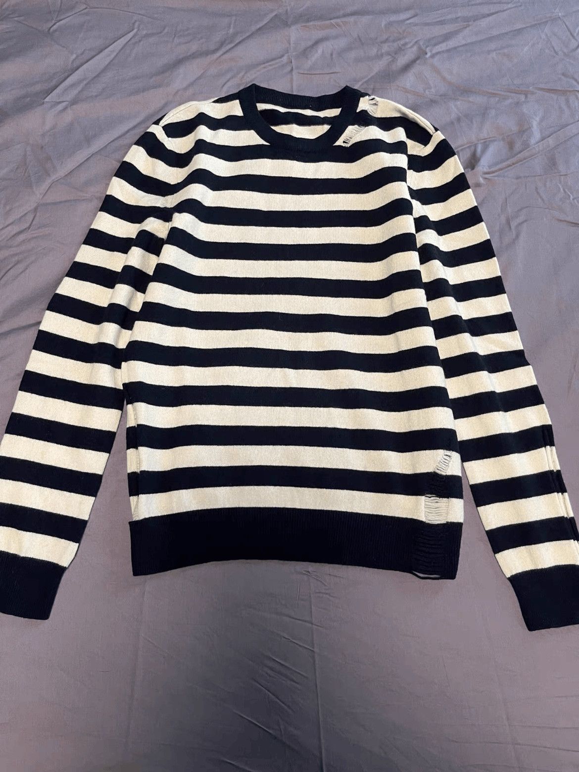 Saint Laurent Paris Saint Laurent Paris 16AW Distressed Stripe Knitwear Size US S / EU 44-46 / 1 - 1 Thumbnail