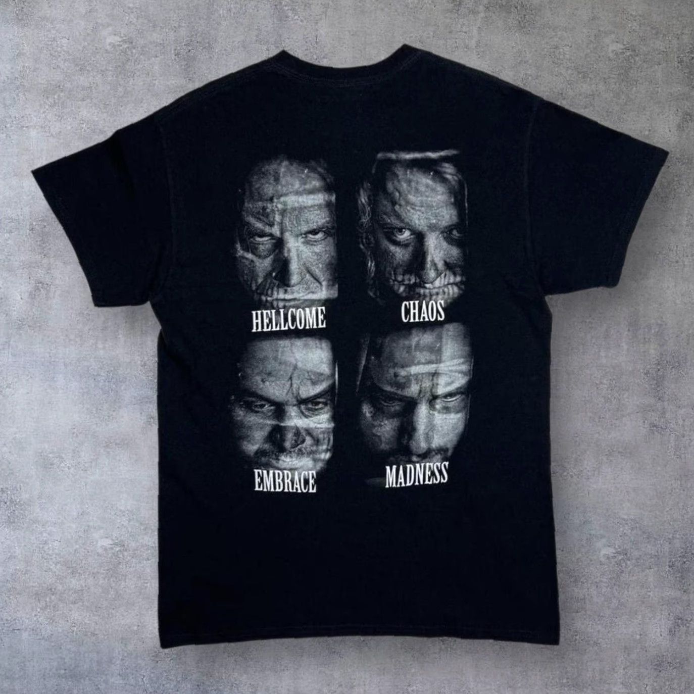 Gildan Resurrected Hellcome Chaos Embrace Madness Brutal Slam Grindcore Metal Band T-Shirt Medium Shirt Men Black Graphic Print Front Back 90s? Size US M / EU 48-50 / 2 - 2 Thumbnail