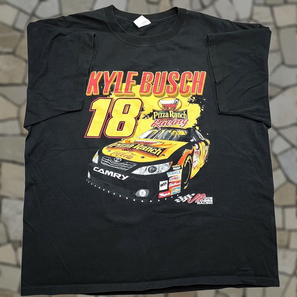 Anvil VINTAGE Kyle Busch Joe Gibbs Racing T-shirt Black Mens Big & Tall 2X NASCAR Racing Cars Jet 2000s 2009 Size US XXL / EU 58 / 5 - 1 Thumbnail