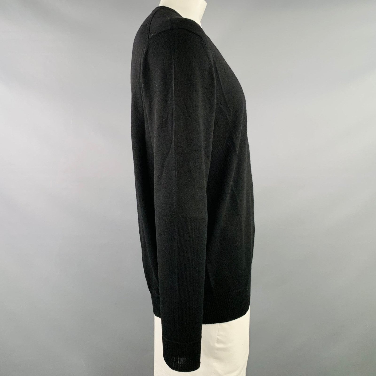 Calvin Klein CALVIN KLEIN Size XL Black Merino Wool Knit V-Neck Pullover Size US XL / EU 56 / 4 - 2 Thumbnail