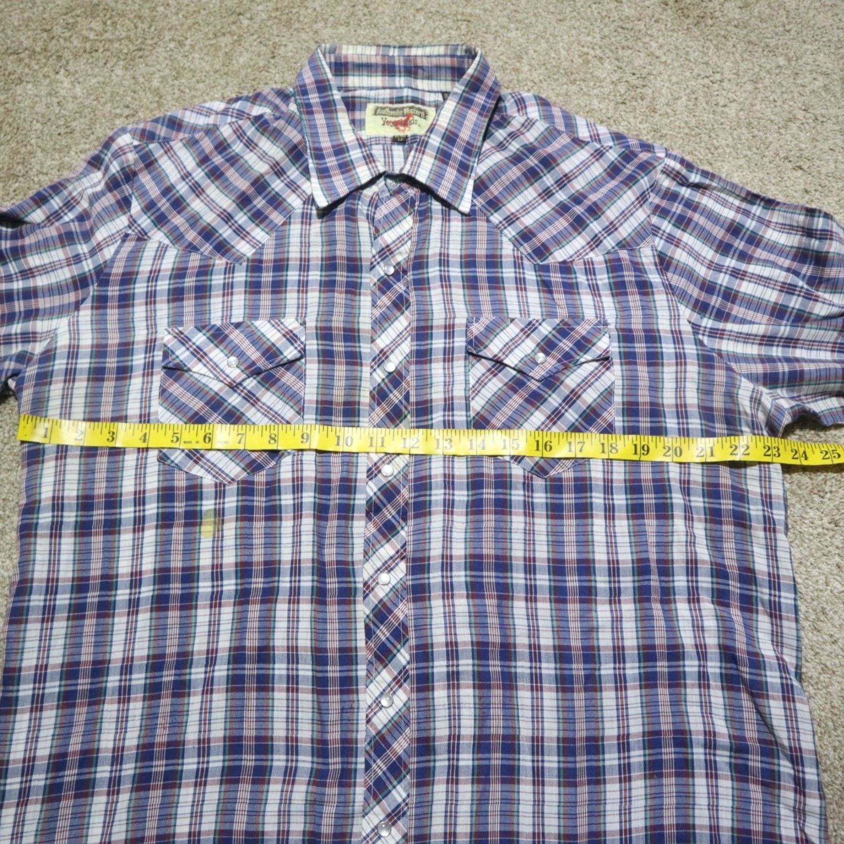 Vintage Youngbloods Shirt Cowboy Western Plaid Blue 1X Big Adult Men Snap Closure Button-Up Collared Short Sleeve Cotton Polyester Size US XL / EU 56 / 4 - 3 Thumbnail