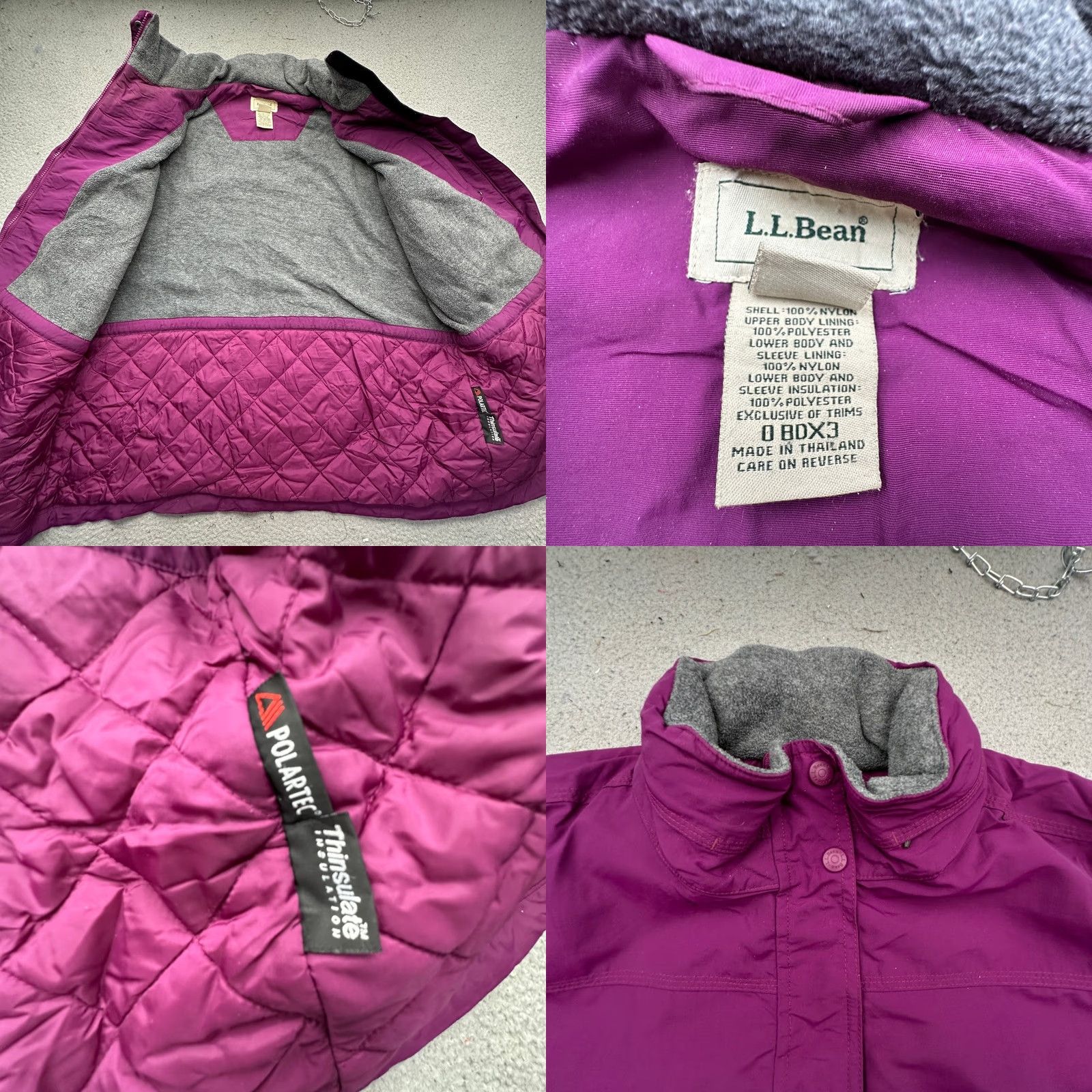 Vintage L.L. Bean Parka Jacket Womens Plus 1X Purple Fleece Lined Hooded Full Zip Pockets Nylon Polyester Long Winter Fall Slim? Size XL / US 12-14 / IT 48-50 - 8 Thumbnail
