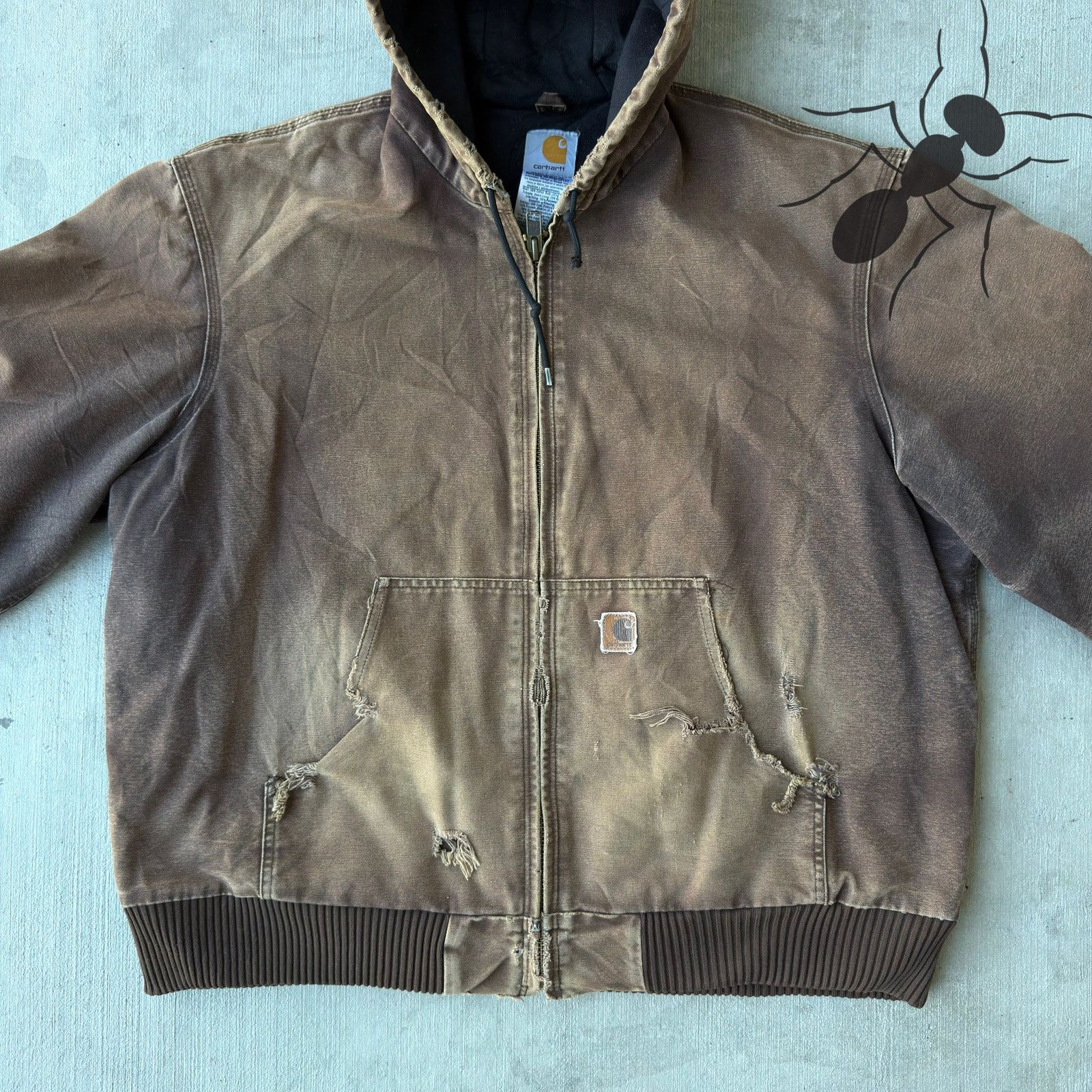 Carhartt × Vintage Vintage Y2K Carhartt J130 DKB brown hooded work wear jacket Size US XL / EU 56 / 4 - 3 Thumbnail