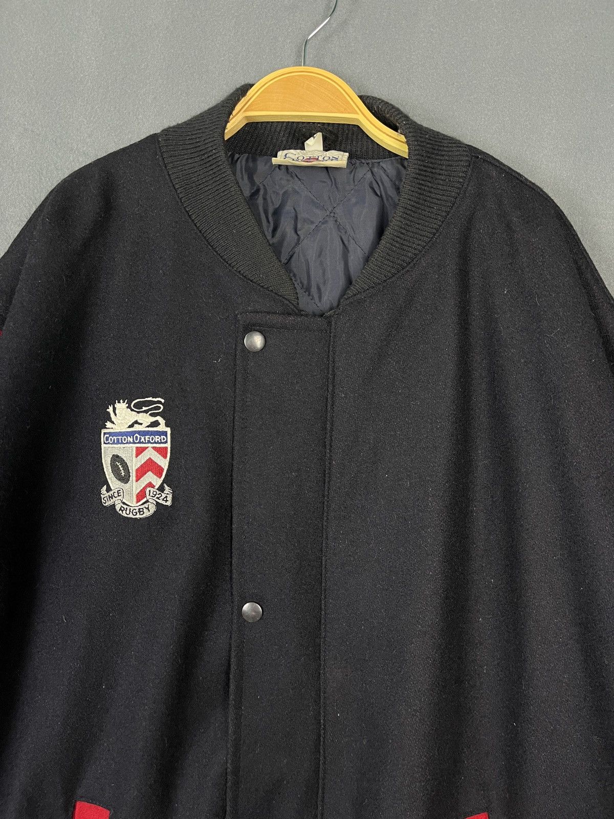 Vintage Cotton Oxford Wool Varsity Jacket Made in England Size US L / EU 52-54 / 3 - 3 Thumbnail