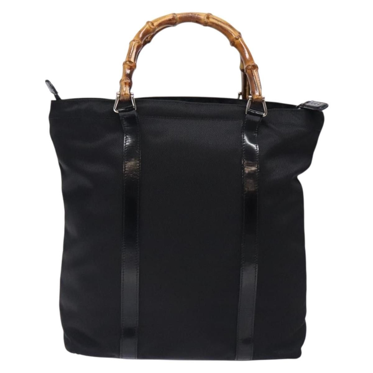 Gucci GUCCI Bamboo Tote Bag Nylon Black Silver 000 1998 000 1998 Size ONE SIZE - 3 Thumbnail