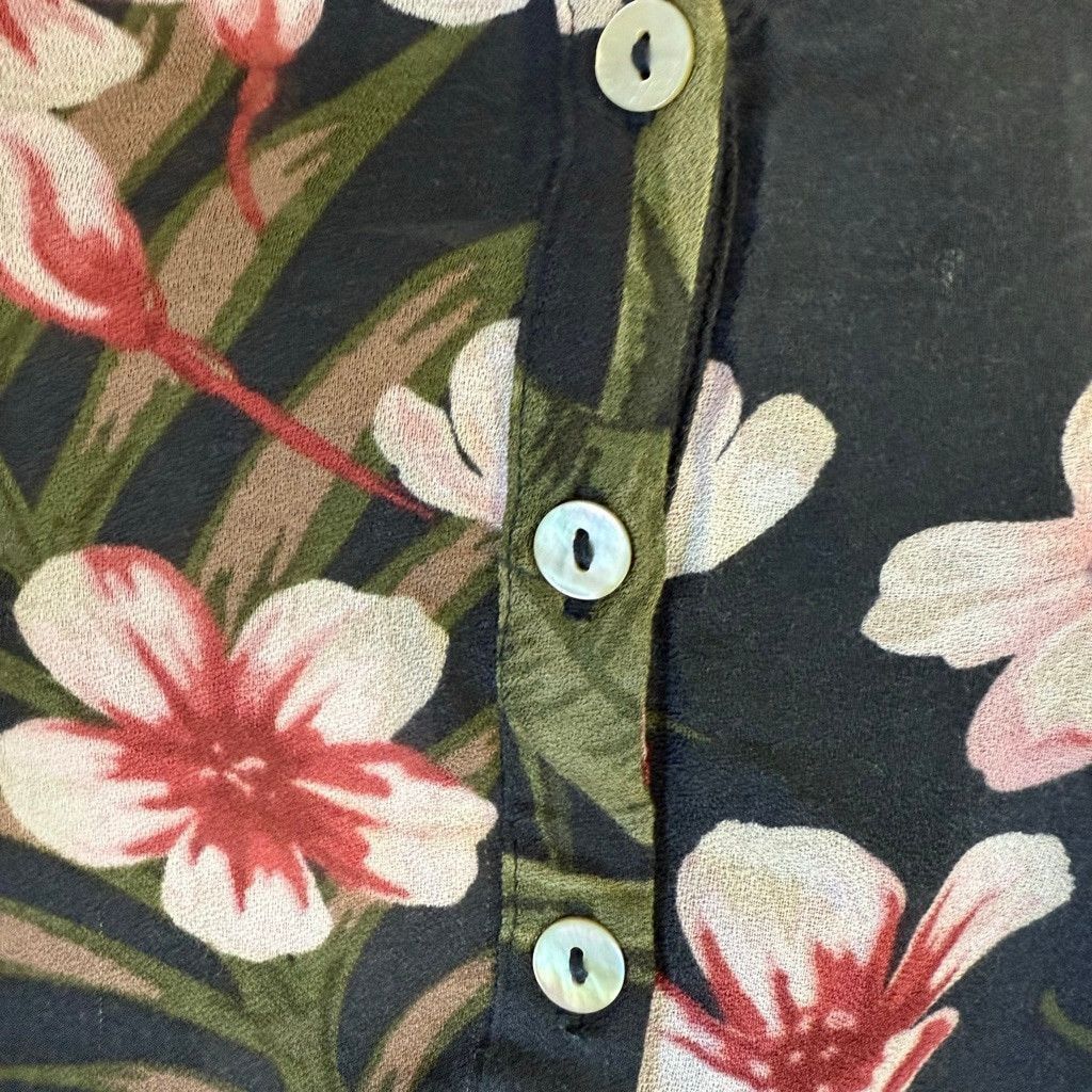 Chaser Brand Women's Chaser L Black White Tropical Long Sleeve Blouse Size L / US 10 / IT 46 - 10 Thumbnail