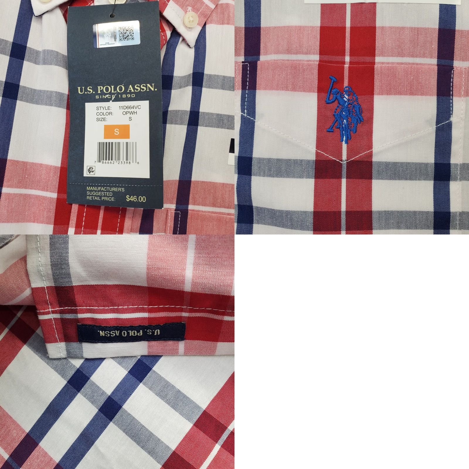 Vintage US Polo Assn. Shirt Mens S Multi Plaid Stretch Classic Short Sleeve Button Down Size US S / EU 44-46 / 1 - 8 Thumbnail