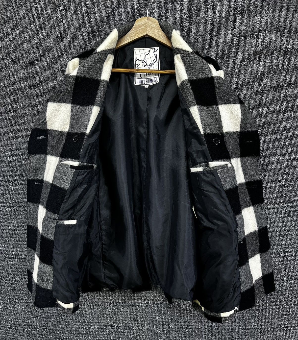 Japanese Brand Junko Shimada Japanese Designer Shadow Plaid Wool Jacket Size US M / EU 48-50 / 2 - 5 Thumbnail