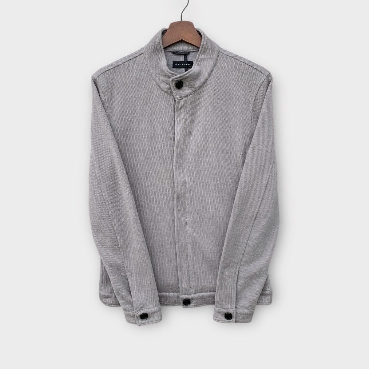 Tete Homme TETE HOMME MINIMALIST LIGHT GREY STAND COLLAR ZIP UP JACKET Size US S / EU 44-46 / 1 - 2 Thumbnail