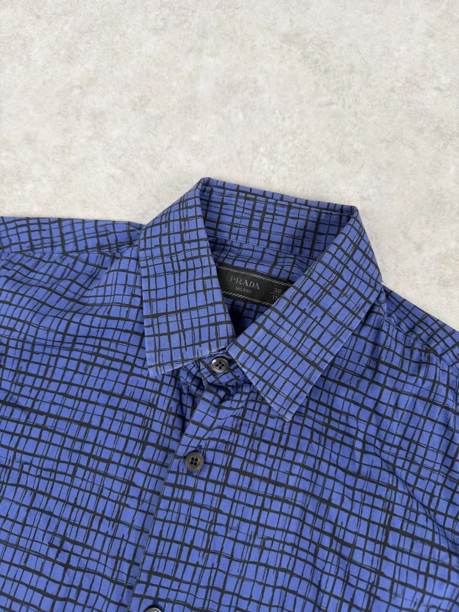 Prada SS02018 Prada Blue & Black Checkered Abstract Shirt Size US M / EU 48-50 / 2 - 12 Thumbnail