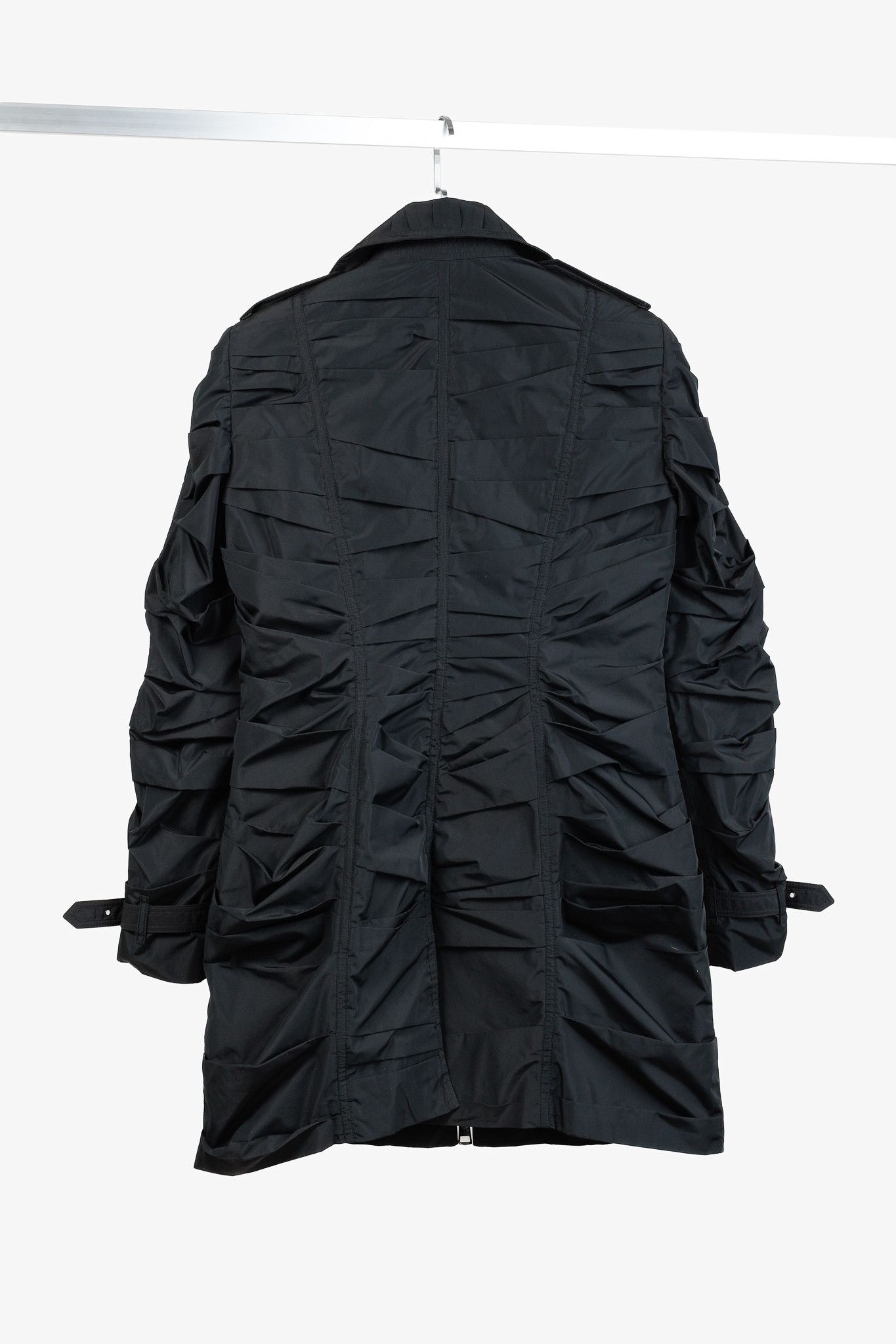 Burberry Burberry Roemead Black Allover Ruched Zip Coat Size M / US 6-8 / IT 42-44 - 2 Thumbnail