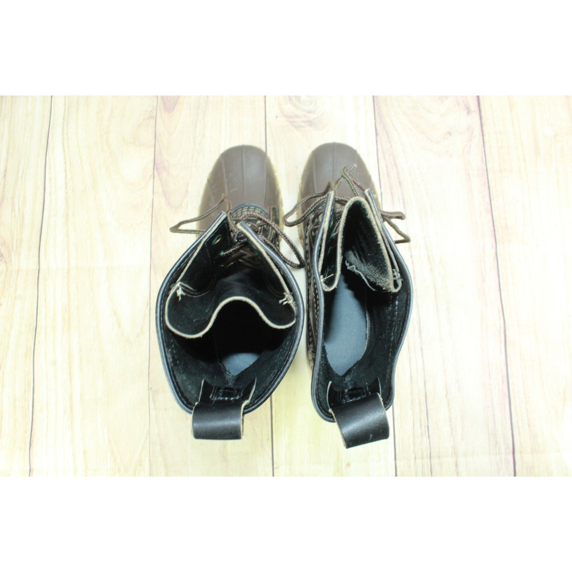 L.L. Bean LL Bean Black Leather Lace Up Mid Calf Duck Boots Size US 7 / IT 37 - 7 Thumbnail