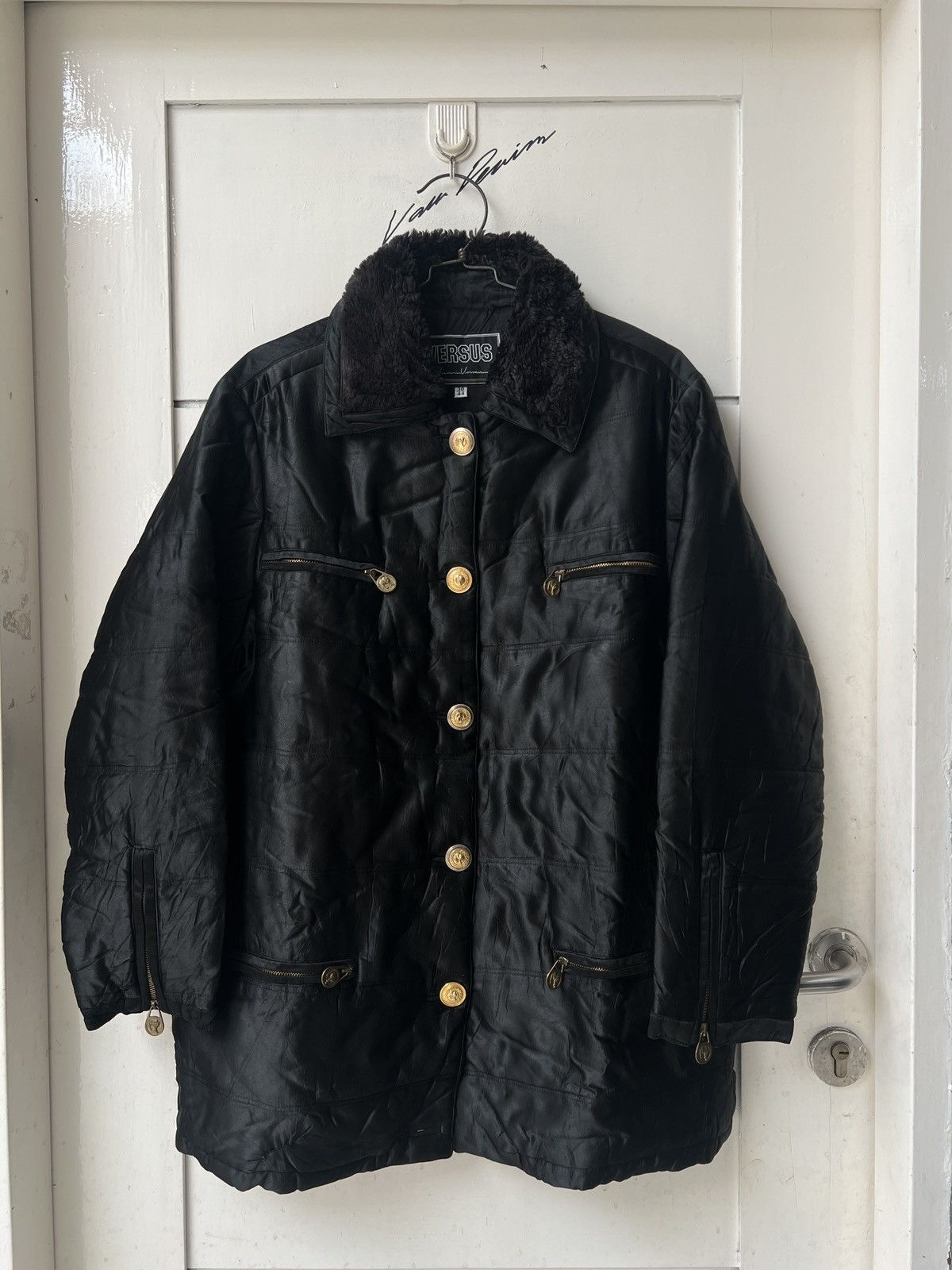 Versus Versace VERSUS Gianni Versace Black Faux Fur Jacket Size US L / EU 52-54 / 3 - 7 Thumbnail