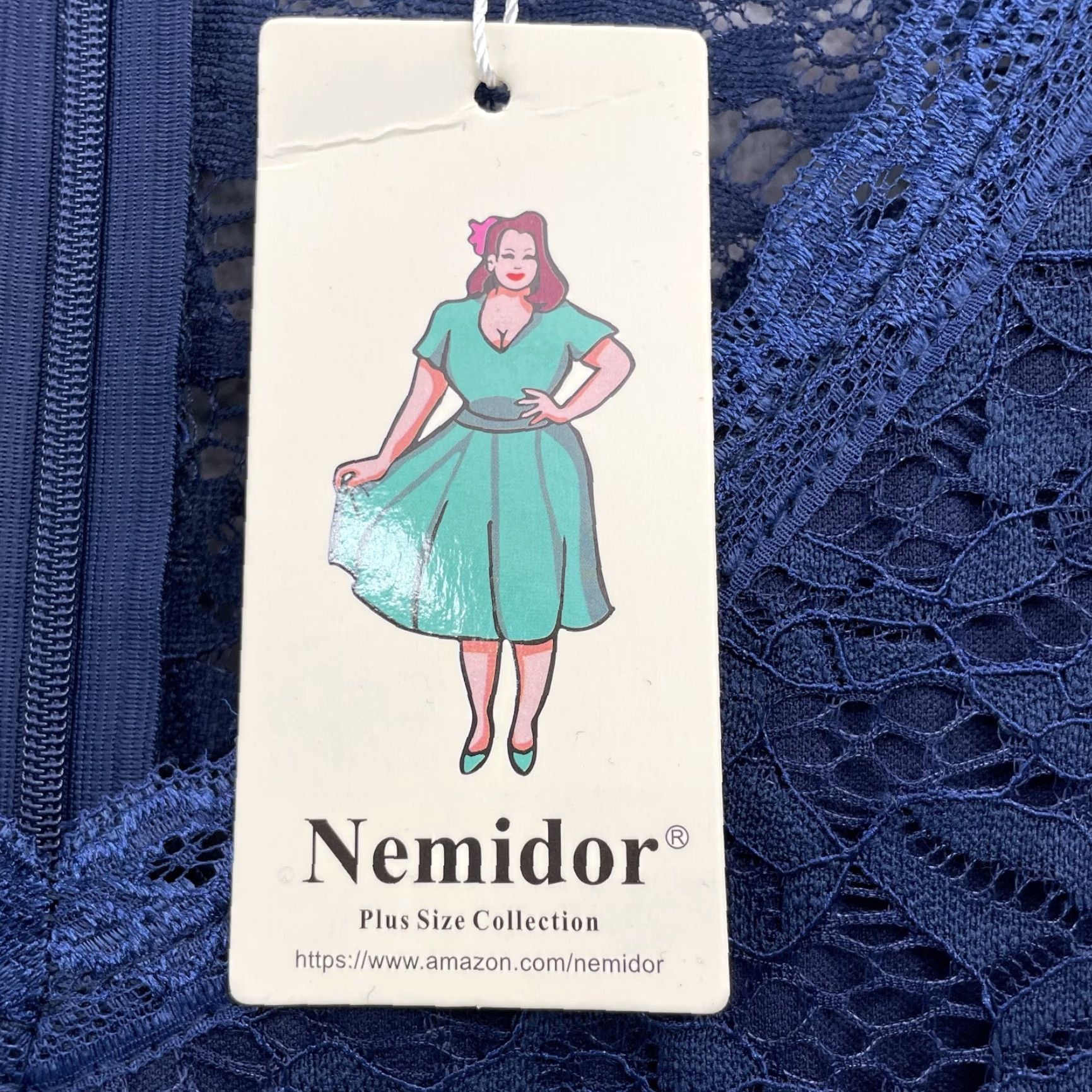 Vintage Nemidor Maxi Dress Women's Curvy 16 Navy Lace Cocktail Party Evening Bridesmaid Dress Size XXL / US 16-18 / IT 52-54 - 6 Thumbnail