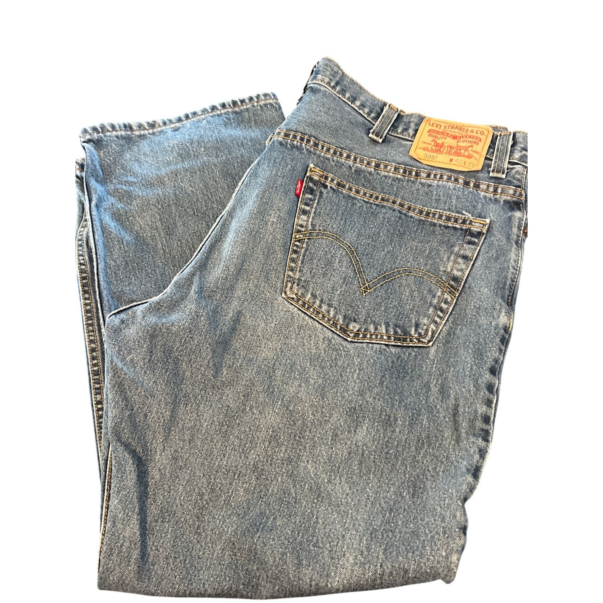 Levi's Levis 505 Regular Fit Jeans W42 L29 Blue Denim Mens Size US 42 / EU 58 - 3 Thumbnail