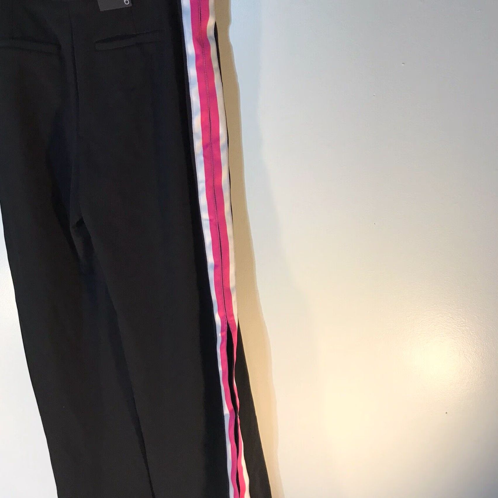 Vintage VINTAGE INC International Concepts Dress Pants Women Wide-Leg Size 6 Black Pink/White Side Stripes Business Casual Size 28" / US 6 / IT 42 - 4 Thumbnail