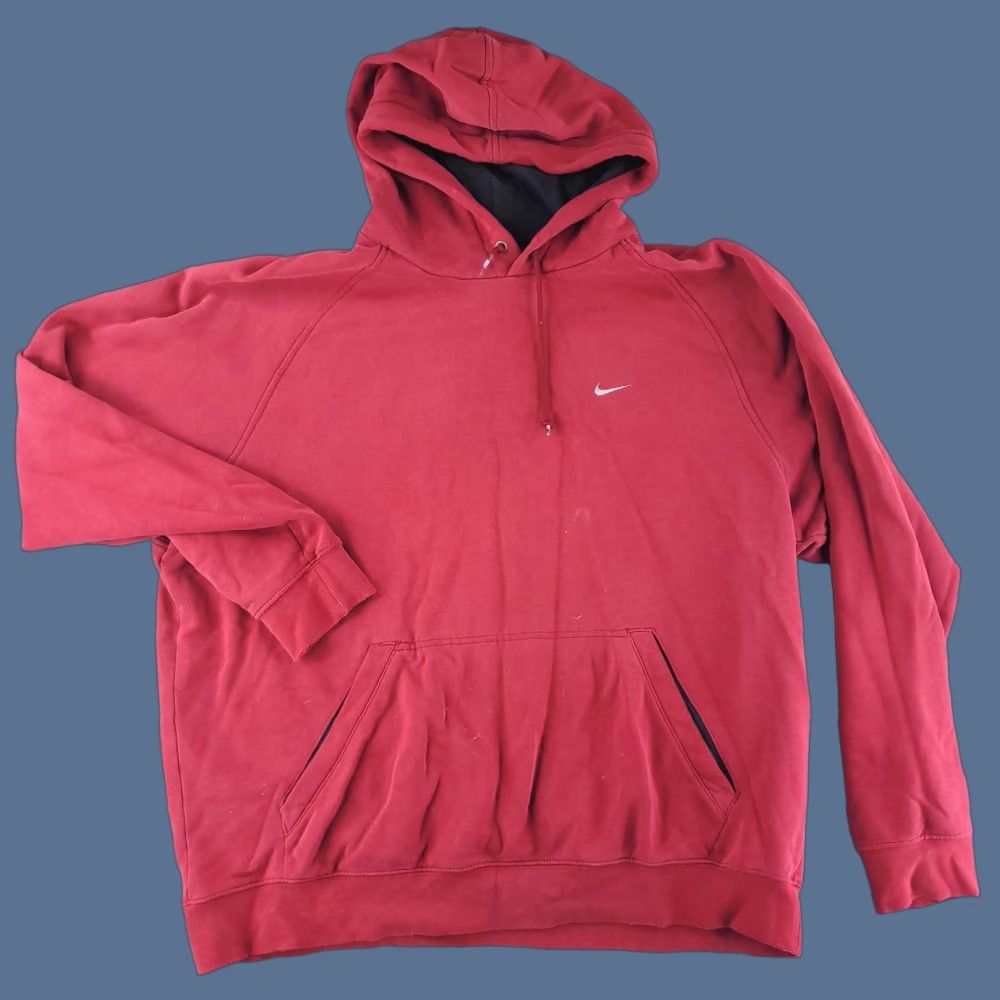 Nike Nike Hoodie Mens XL Red Pullover Sweatshirt, Solid, Long Sleeve, Faded/Lived-In, 90s? Size US XL / EU 56 / 4 - 1 Thumbnail