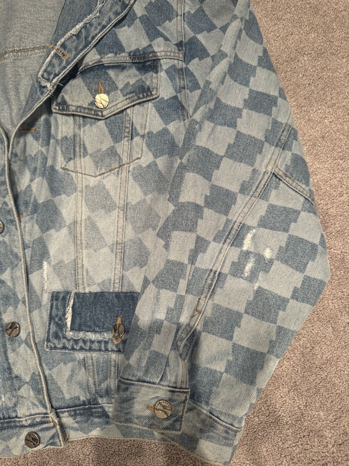 Ader Error × Japanese Brand Ader Error - Check-Patterned Denim Biker Jacket Size US L / EU 52-54 / 3 - 5 Thumbnail