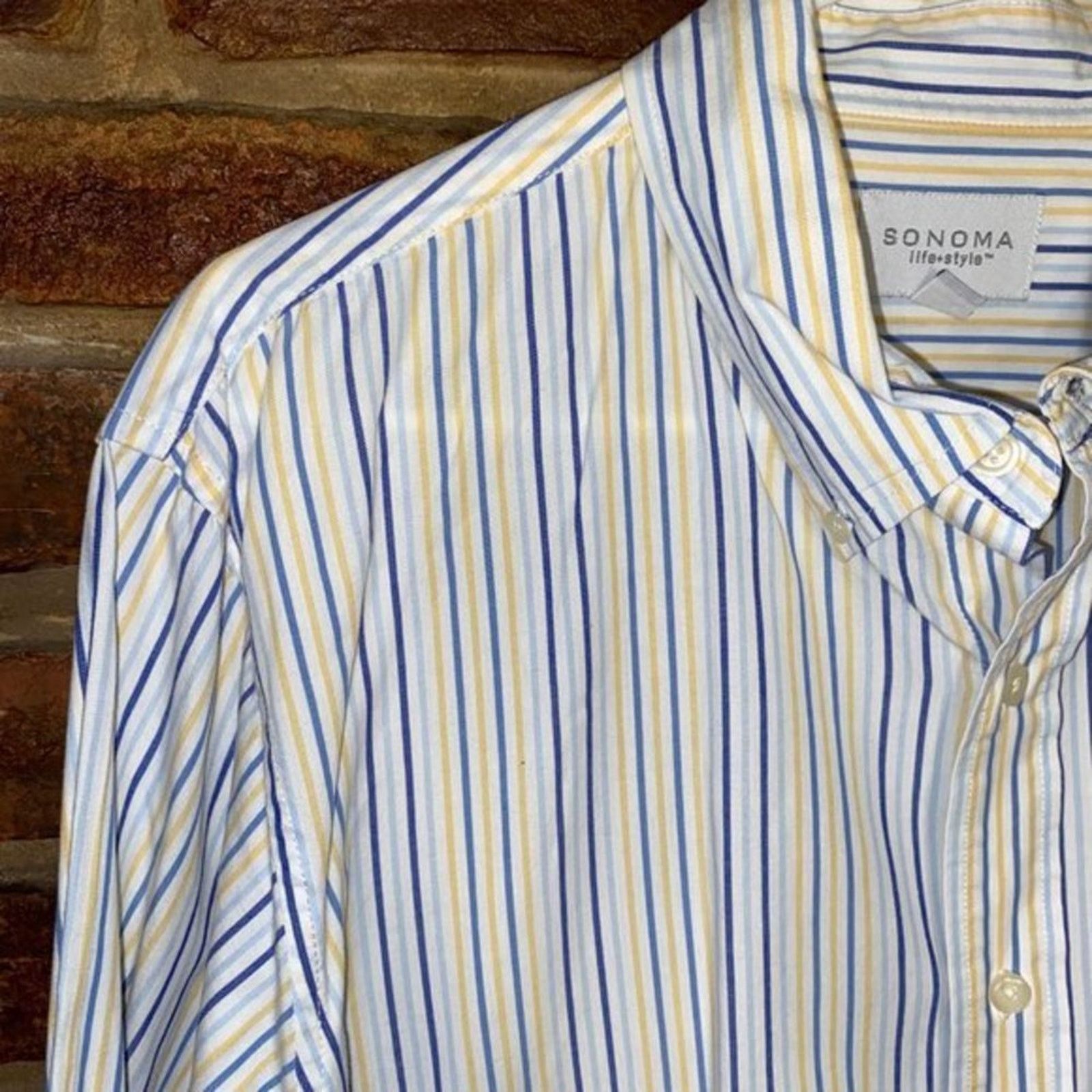 Sonoma Sonoma White Striped Long Sleeve Button Down Shirt Large Size US L / EU 52-54 / 3 - 4 Thumbnail