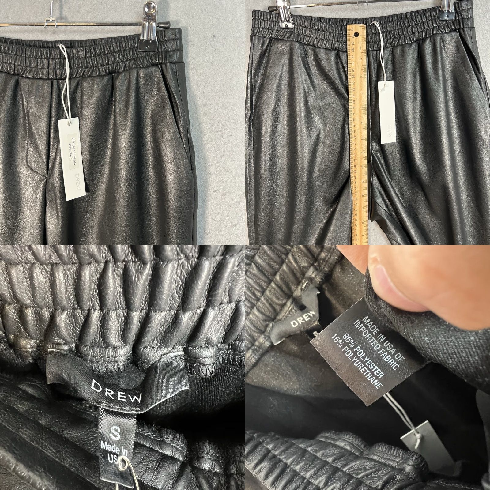 Drew Drew Womens Faux Leather High Rise Straight Leg Pants Black Sz Small Ankle Cuff Size 28" / US 6 / IT 42 - 8 Thumbnail