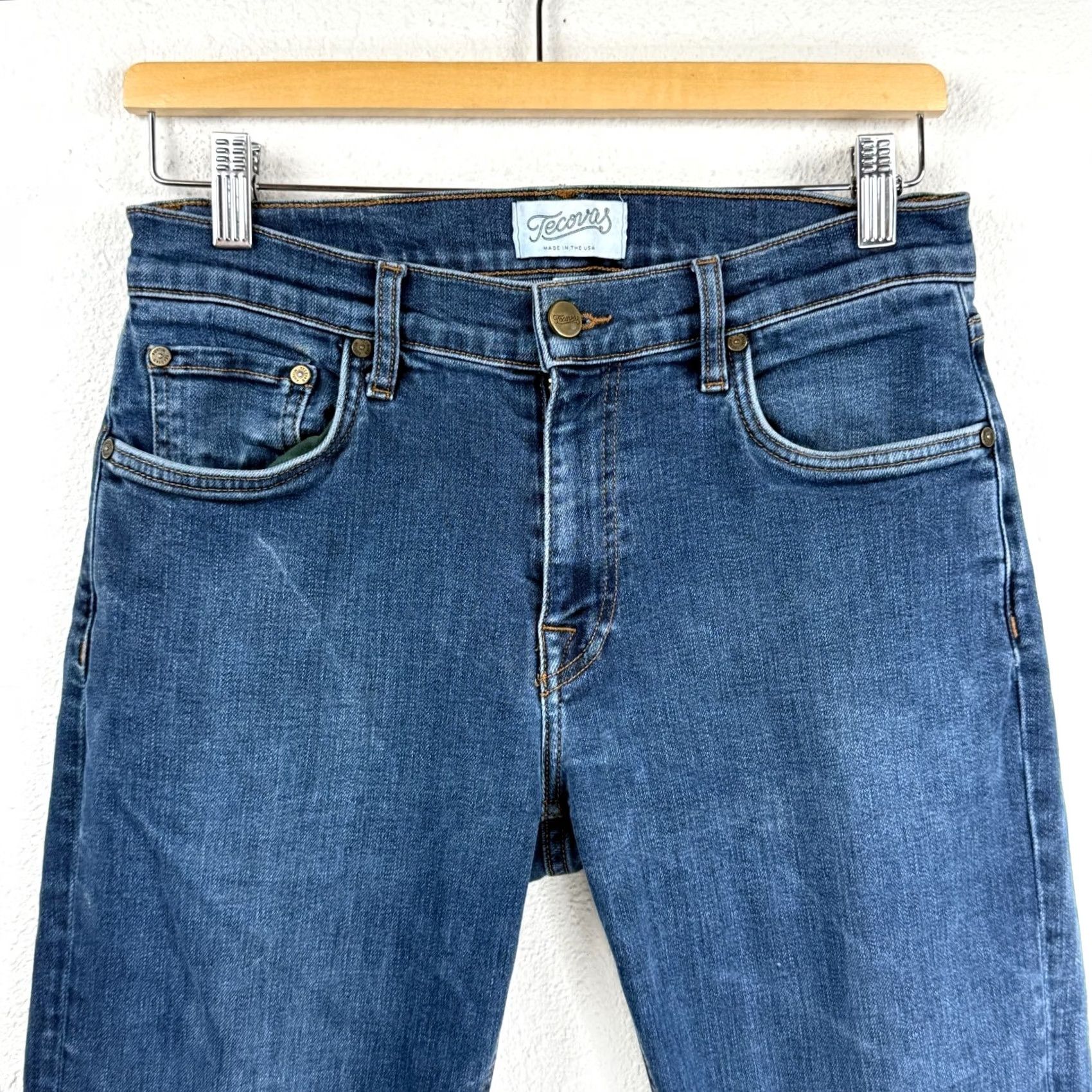 Tecovas Tecovas Jeans 28x28.5 Blue Denim Straight Leg Regular 5-Pocket Mens Jeans Size US 28 / EU 44 - 4 Thumbnail