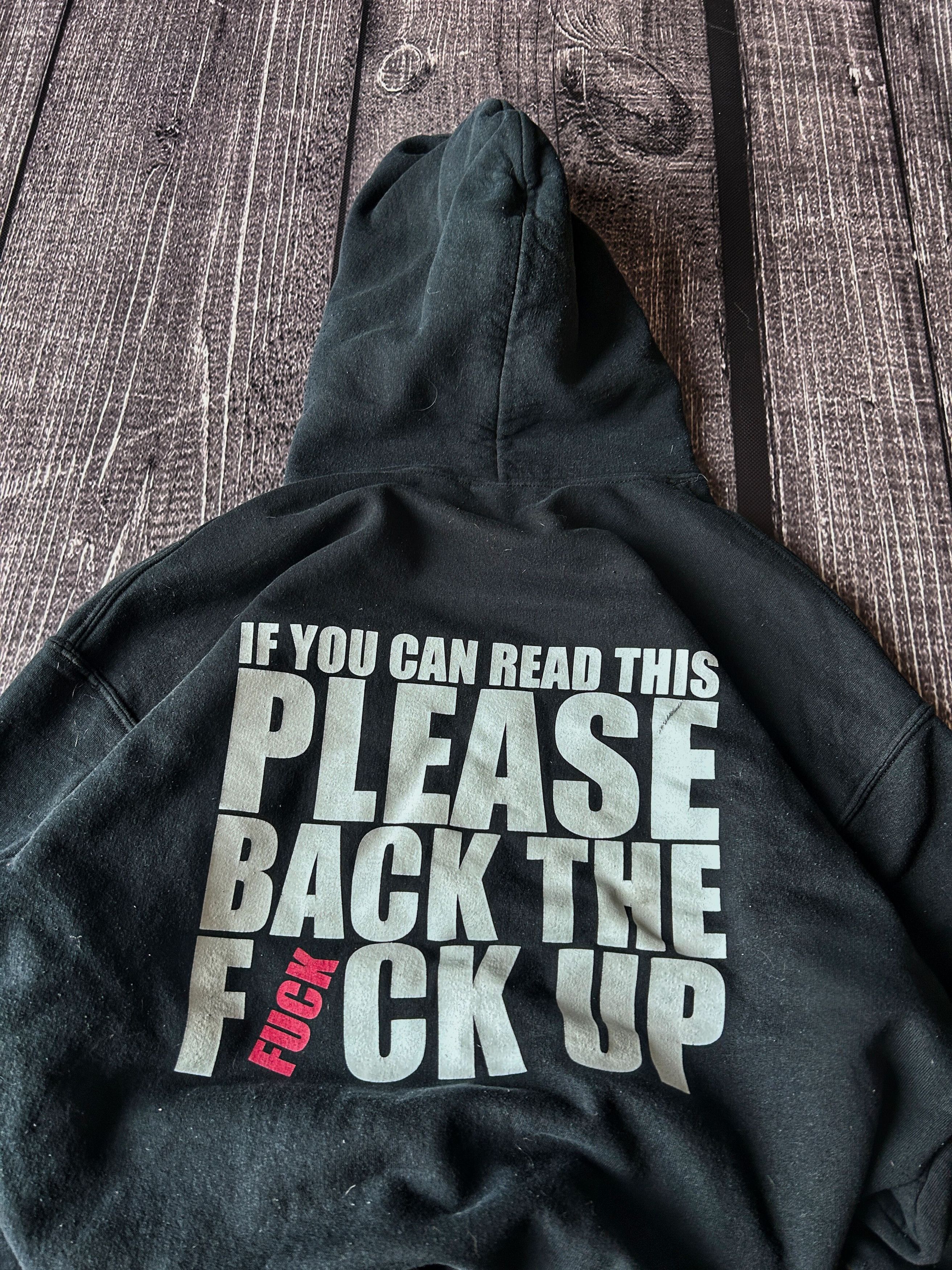 Vintage Graphic Black Cropped Hoodie “Please Back The F*ck Up” Print Size US L / EU 52-54 / 3 - 3 Thumbnail