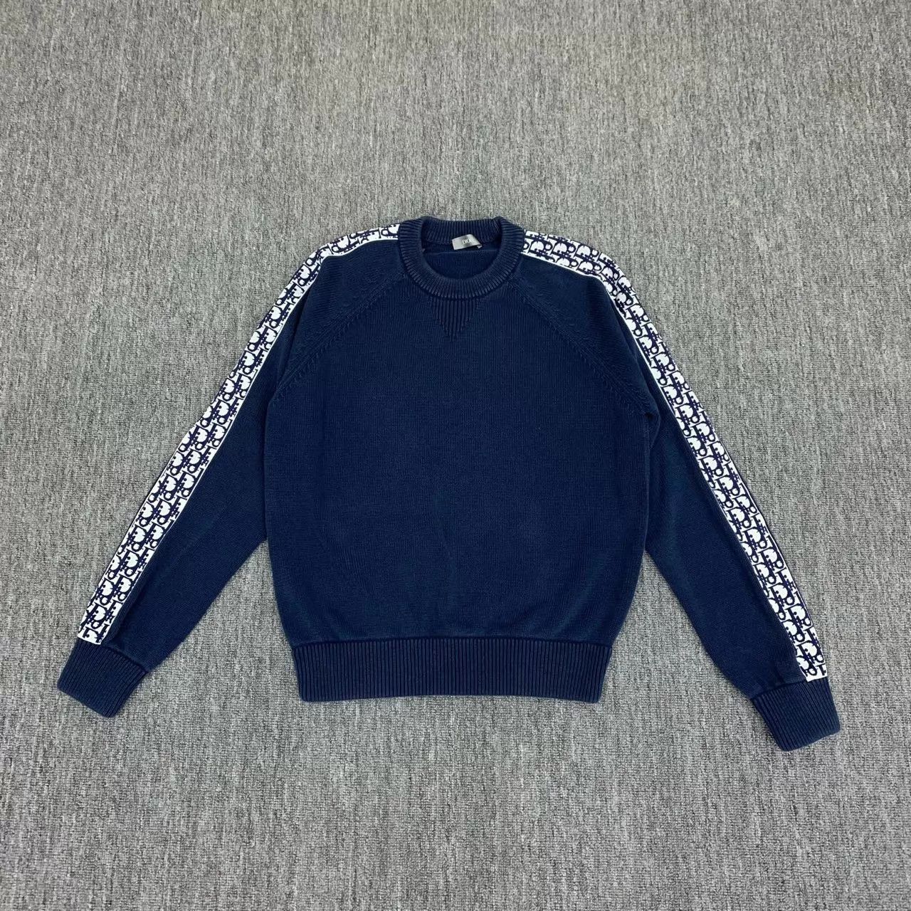 Dior Blue Long Sleeve Sweater with Patterned Sleeves Size US M / EU 48-50 / 2 - 1 Thumbnail