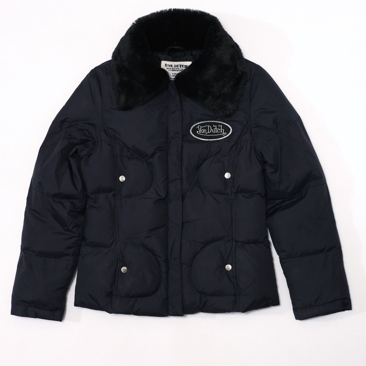 Von Dutch Puffer Jacket Navy Logo