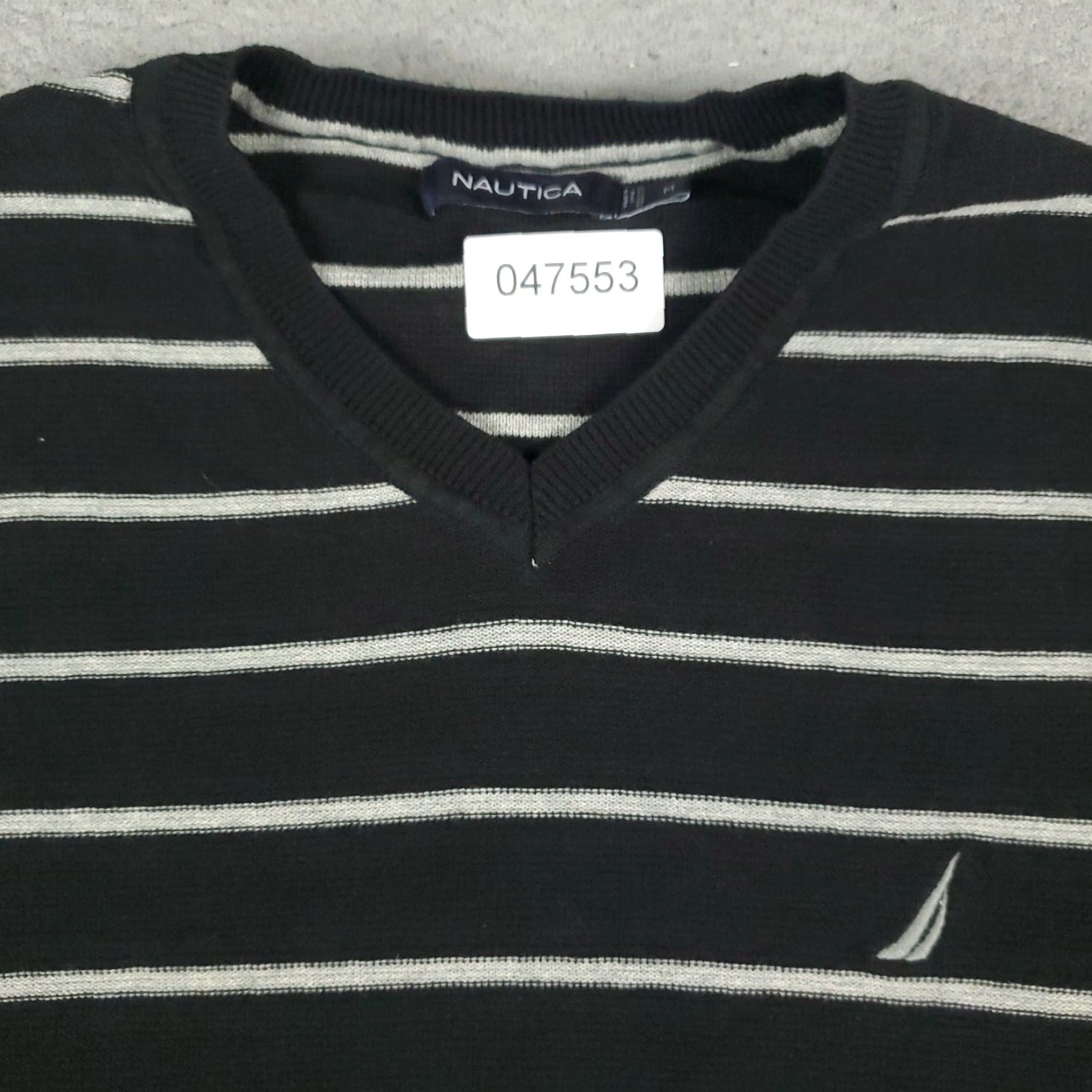 Nautica Nautica Sweater Mens Medium Black Striped Cable-Knit Crew Neck Pullover Size US M / EU 48-50 / 2 - 2 Thumbnail