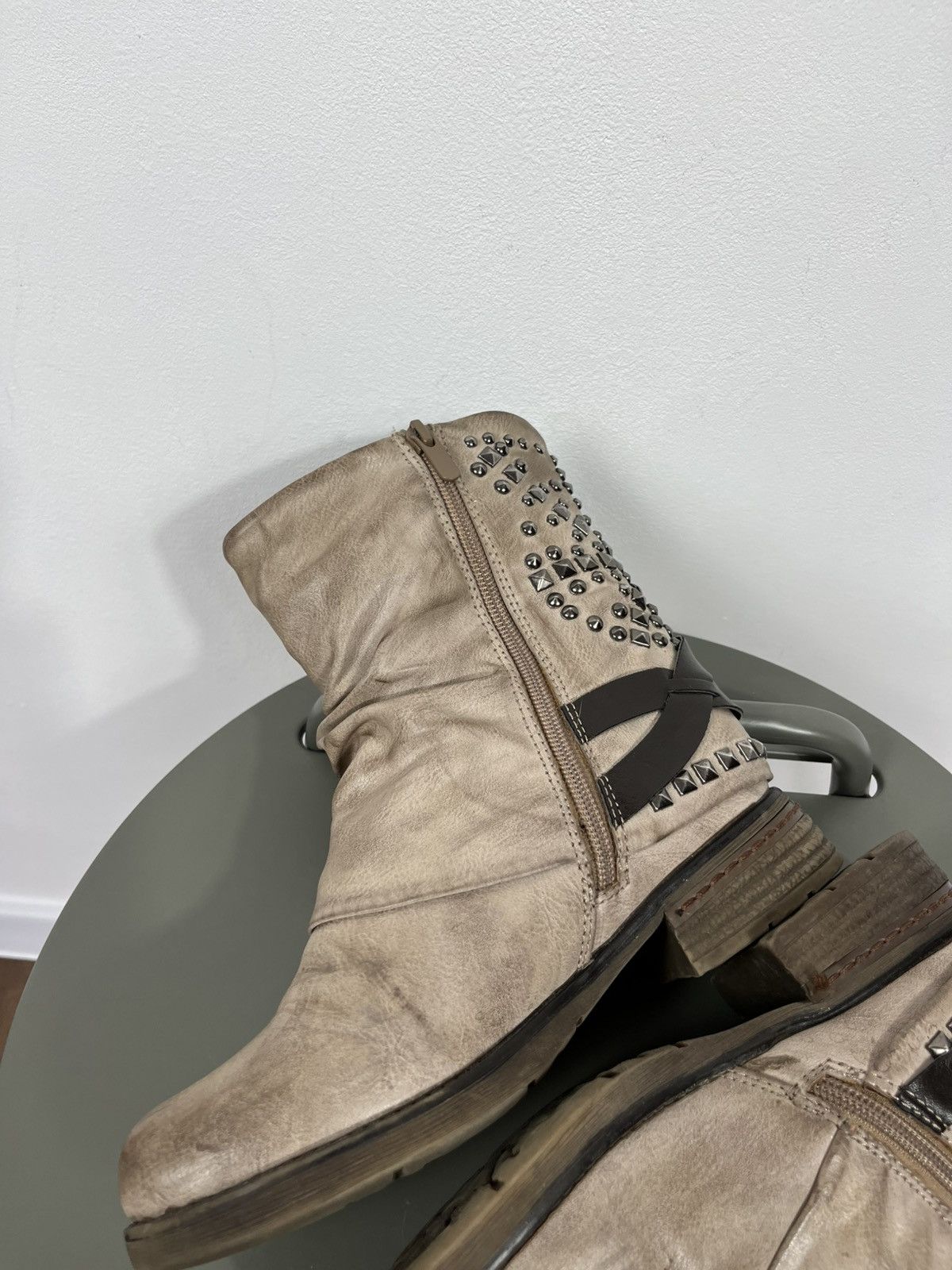 Other Avant Garde Studded Faux Leather Biker Boots EU 36 Slouchy Size US 5 / IT 35 - 10 Thumbnail