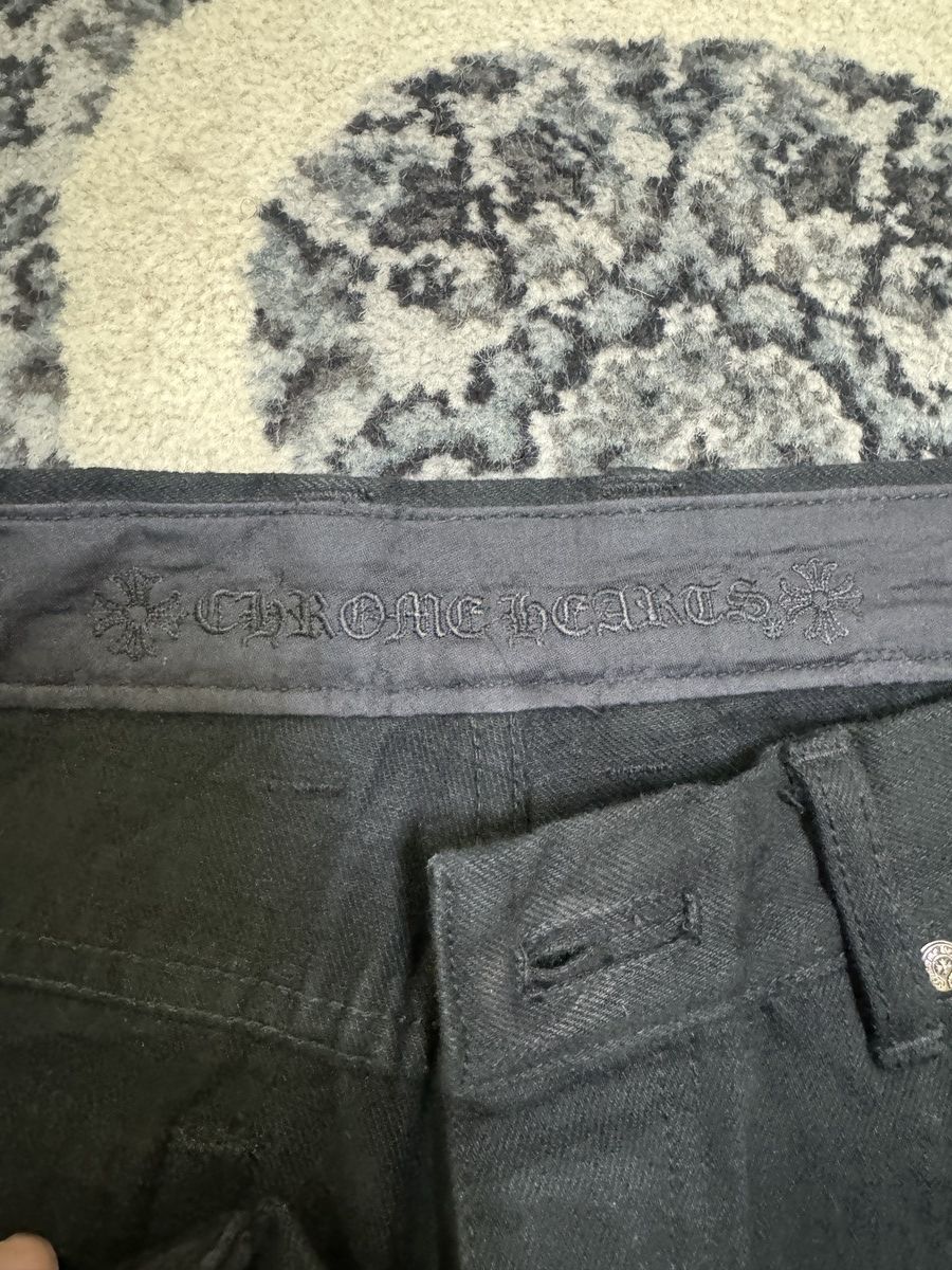 Chrome Hearts CHROME HEARTS PINK/CHECKERED KNEE CROSS PATCH DENIM SIZE 34 Size US 34 / EU 50 - 12 Thumbnail